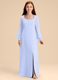 Azazie Bondi Junior Lavender A-Line Blouson Chiffon Dress image5