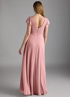 Azazie Omari Bridesmaid Dresses Dusty Rose A-Line Mesh Dress image4