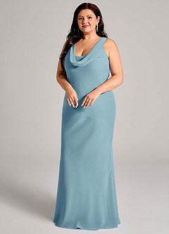 Azazie Rylina Bridesmaid Dresses Moody Blue Mermaid Pleated Chiffon Dress image9