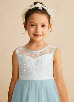 Azazie Tay Flower Girl Dresses Mist A-Line Sequins Tulle Dress image7