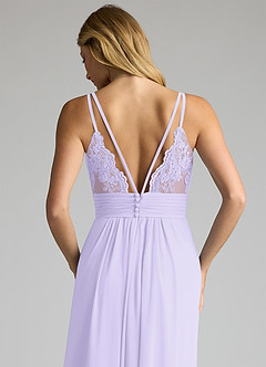 Azazie Maren Allure Bridesmaid Dresses Lilac A-Line V-Neck Lace Chiffon Dress image2