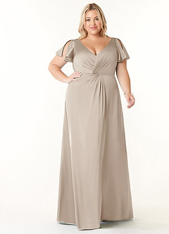 Azazie Soren Bridesmaid Dresses Frost A-Line Pleated Stretch Satin Dress image8