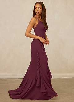 Christian Siriano Bridal for Azazie 1006 Bridesmaid Dresses Cabernet Mermaid Ruched Chiffon Dress image5