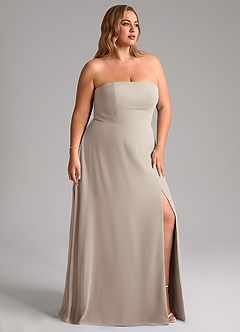 Azazie Wren Vestidos de madrinha de casamento Vestido Geada de Chiffon de Linha A com Fenda Lateral image12
