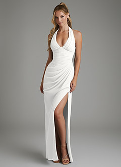 Azazie Tina Bridesmaid Dresses White Mermaid Corset Chiffon Dress image4
