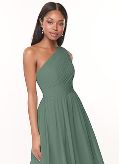 Azazie Katrina Jurken voor bruidsmeisjes Jurk van Chiffon met A-Lijn One-Shoulder Eucalyptus image5