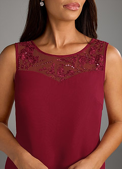 Azazie Maura Mother of the Bride Dresses Burgundy Jumpsuit/Pantsuit Sequins Chiffon Dress image5