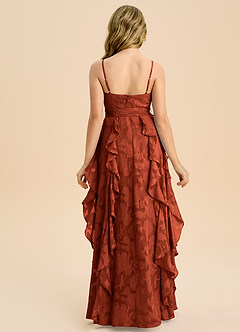 Azazie Peyton Junior Vestido de Castaño de Devorado Floral de Corte en A con Plisado image7