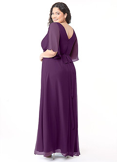 Azazie Cierra Final Sale Grape A-Line V-Neck Chiffon Dress image12
