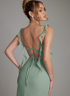Azazie Jessamine Bridesmaid Dresses Silver Sage Mermaid Corset Chiffon Dress image2