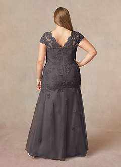 Azazie Marbella Mother of the Bride Dresses Steel Grey Mermaid Queen Anne Sequins Lace Dress image9