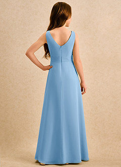 Azazie Chibi Girls Formal Blumenmädchenkleider A-Linie Plissee Chiffon Kleid Puderblau image2