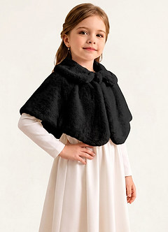 front Flower Girl Faux Fur Collared Cape