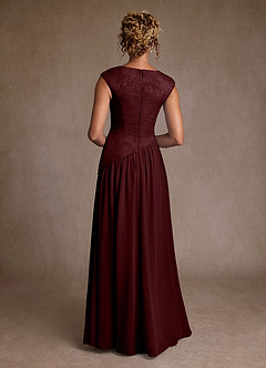 Azazie Kalleen vestidos de madre de la novia Vestido de Cabernet de Gasa de Corte en A con Plisado image3