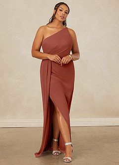 Christian Siriano Bridal for Azazie 1003 Robes de demoiselle d'honneur Robe Fourreau en Mousseline de soie Ue épaule Auburn image8