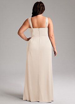 Azazie Denice Bridesmaid Dresses White Alabaster Sheath Pleated Stretch Satin Dress image11