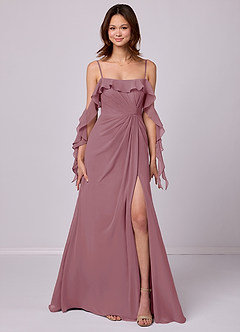 Barbie ♥ Azazie Bridesmaid Dresses Vintage Mauve A-Line Off the Shoulder Chiffon Convertible Dress image7