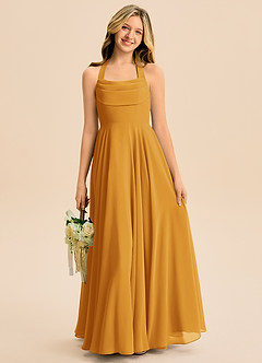 Azazie Kady Junior Butterscotch A-Line Sweetheart Neckline Chiffon Dress image4