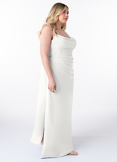 Azazie Mai Abiti da Damigella Abito Tubino in Chiffon Plissettato Bianco image10