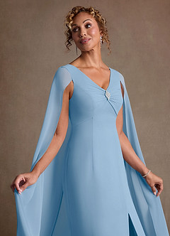 Azazie Boudica Klänningar till brudens mor Klä A-Line i Chiffong Plisserad Puderblå image5