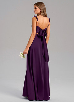 Azazie Everett Bridesmaid Dresses Grape A-Line Stretch Satin Dress image6