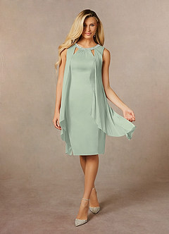 Azazie Viviana Mother of the Bride Dresses Dusty Sage A-Line Sequins Mesh Dress image3