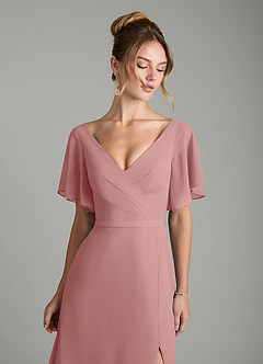 Azazie Ambrosia Vestidos de damas de honor Vestido de Rosa Polvorienta de Gasa de Línea A con Plisado image3