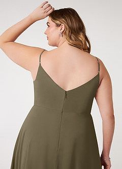 Azazie Daenerys Bridesmaid Dresses Willow Green A-Line Cowl Chiffon Dress image12