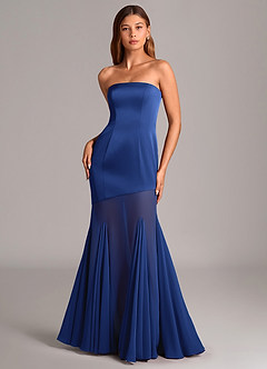 Azazie Uma Final Sale Royal Blue Mermaid Strapless Chiffon Convertible Dress image1
