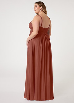 Azazie Chanel Bridesmaid Dresses Auburn A-Line Pleated Chiffon Dress image9