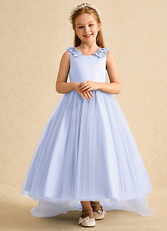 Azazie Lorita Robe Demoiselle D'honneur Fillette Robe Trapèze en Tulle Perlé Lavande image6