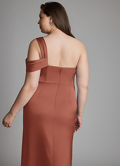 Azazie Wynter Bridesmaid Dresses Auburn Sheath One Shoulder Stretch Satin Dress image12