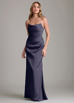 Azazie Lucille Vestidos de damas de honor Vestido de Tormenta de Satén Elástico de Corte Sirena Convertible con Sin tirantes image1