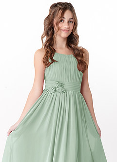 Azazie Astrid Junior Agave A-Line Floral Chiffon Dress image1