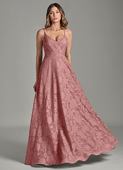 Azazie Amani Bridesmaid Dresses Dusty Rose A-Line Pleated Floral Burnout Dress image5