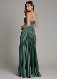 Azazie Mariana Bridesmaid Dresses Sea Moss A-Line Pleated Stretch Satin Dress image3