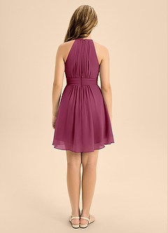 Azazie Bonnie Junior Mulberry A-Line Pleated Chiffon Dress image2