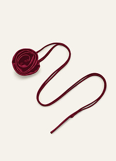 front Matching Color Stretch Satin Rose Hair Tie