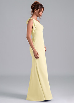 Azazie Rinna Bridesmaid Dresses Lemon Sorbet Mermaid One Shoulder Chiffon Dress image5
