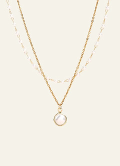 front Charming And Chic Gold Double Pearl Necklace