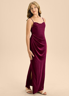 Azazie Mai Junior A-Linie Herzausschnitt Samt Kleid Cabernetrot image4