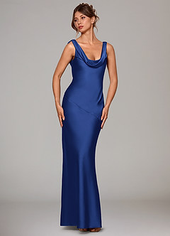 Azazie Rylina Bridesmaid Dresses Royal Blue Mermaid Stretch Satin Dress image3