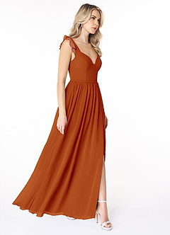 Azazie Stassie Bridesmaid Dresses Paprika A-Line Sweetheart Ruched Chiffon Dress image4