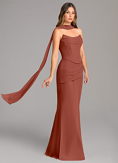 Azazie Sorrel Bridesmaid Dresses Auburn Mermaid Corset Chiffon Dress image4