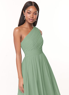 Azazie Katrina Bridesmaid Dresses Matcha A-Line One Shoulder Chiffon Dress image5