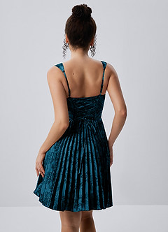 Jade Navy Black Floral Pleated Lace-Up Mini Dress image2