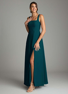 Azazie Debra Bridesmaid Dresses Pine A-Line with Pockets Chiffon Convertible Dress image5