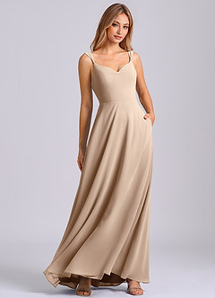 Azazie Beatrice Bridesmaid Dresses Taupe A-Line Sweetheart Neckline Chiffon Dress image1