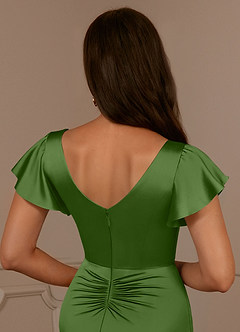Azazie Roya Mère de la mariée Robes Robe Sirène en Satin extensible Col en V Plissé Basilic image6