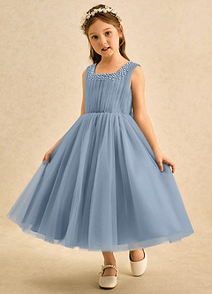 Azazie Pika Flower Girl Klänningar Klä A-Line i Tyll Plisserad image1